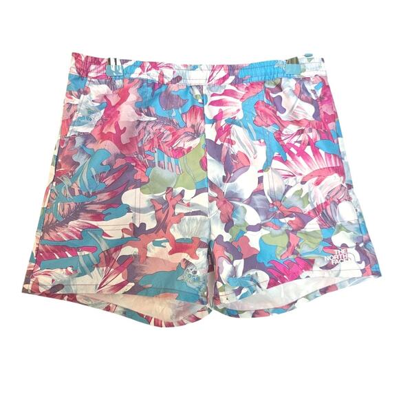 The North Face Girls Linaria Tropical Camo Pink Print Amphibious Water Shorts - Picture 2 of 5